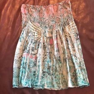 Strapless floral print shirt